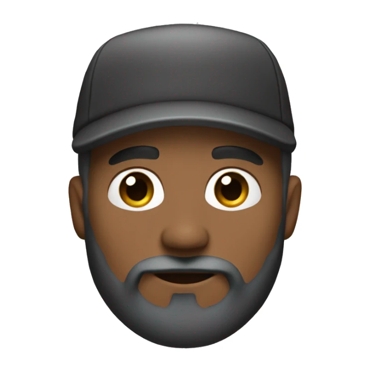 Light brown skin with black kango cap and short gray beard sticker