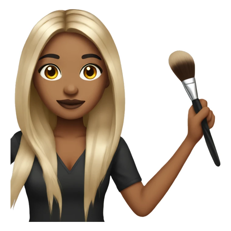 Makeup artist with brush long  hair sticker