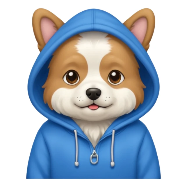 Dog wearing a blue hoody sticker