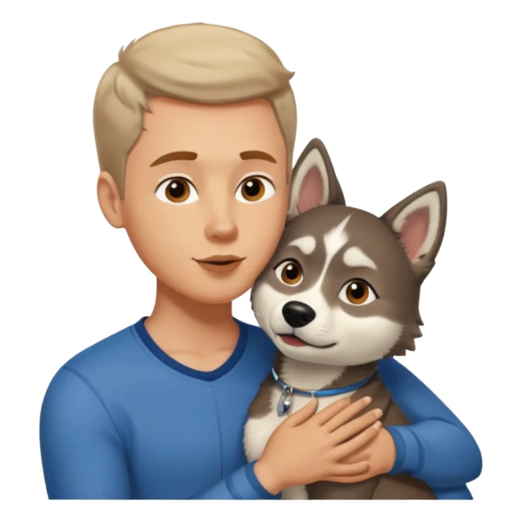 White guy kissing black woman with a pet husky sticker