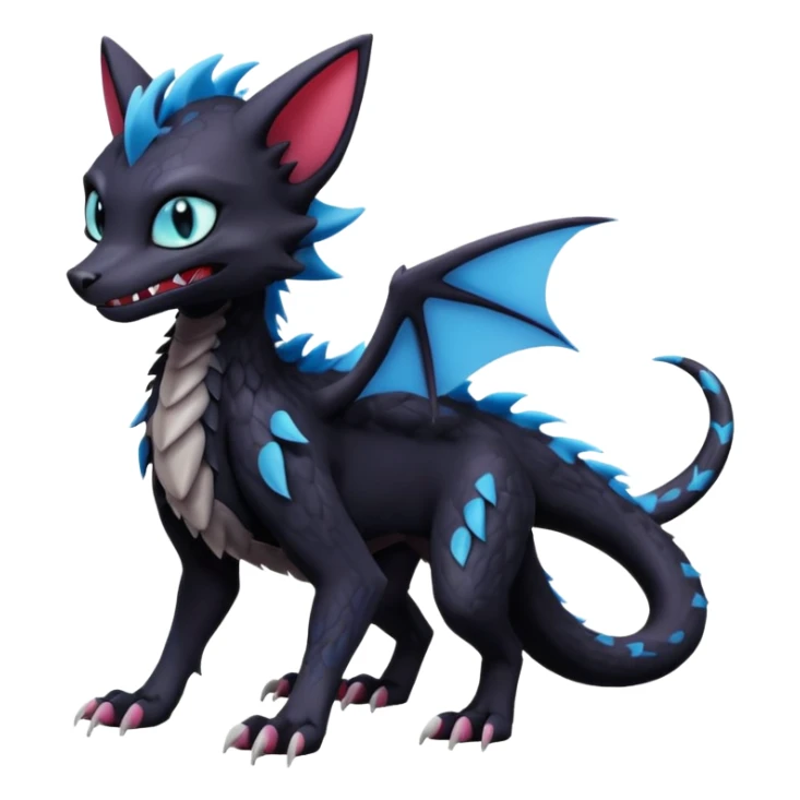 Cynder-Toothless-Sergal-Lykoi-Pokémon-Fakémon-creature-hybrid sticker