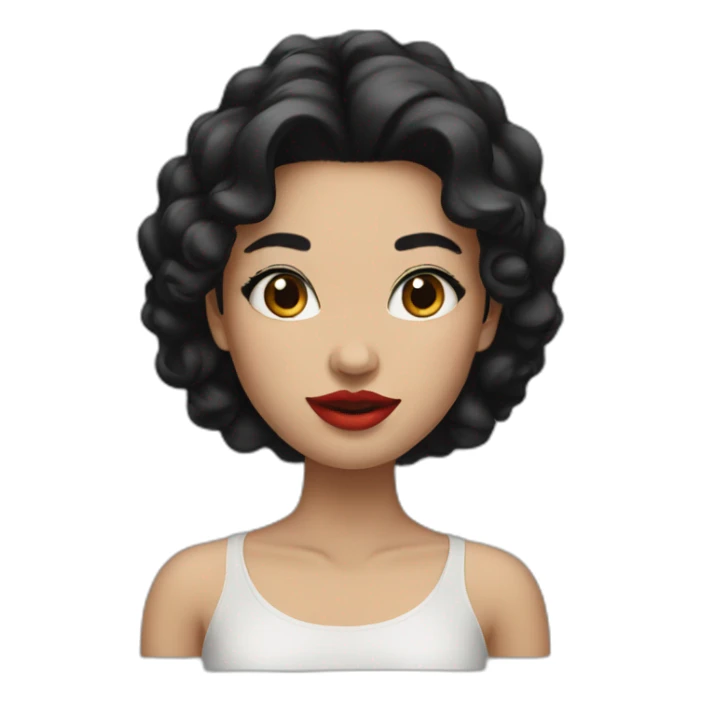 A girl with red lips and black hair sticker