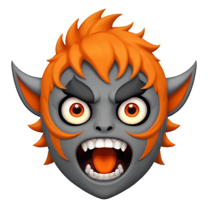 Karkat from Homestuck, yelling, sharp teeth, gray skin, orange horns sticker