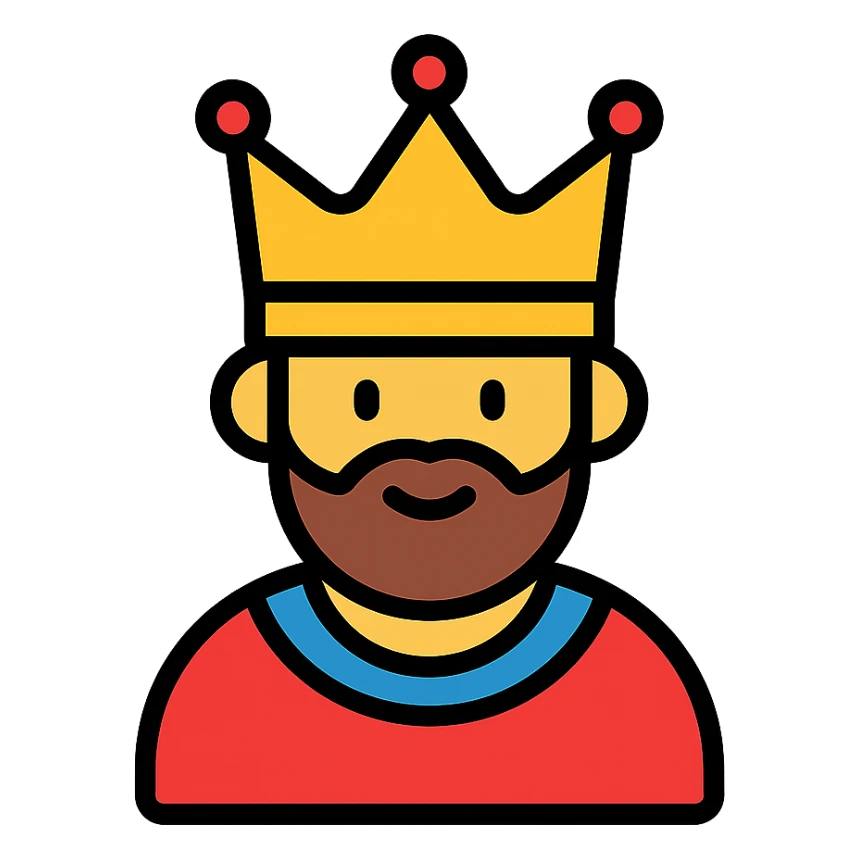 color outline icon of a king with crown sticker