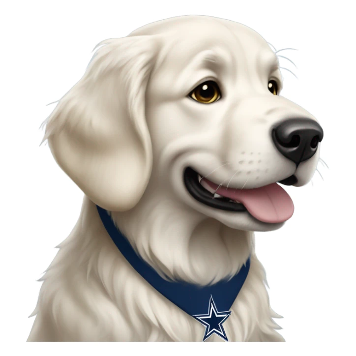 white golden retriever in a dallas cowboy uniform  sticker