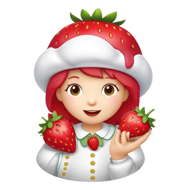 Strawberry shortcake cartoon character eating a strawberry  sticker