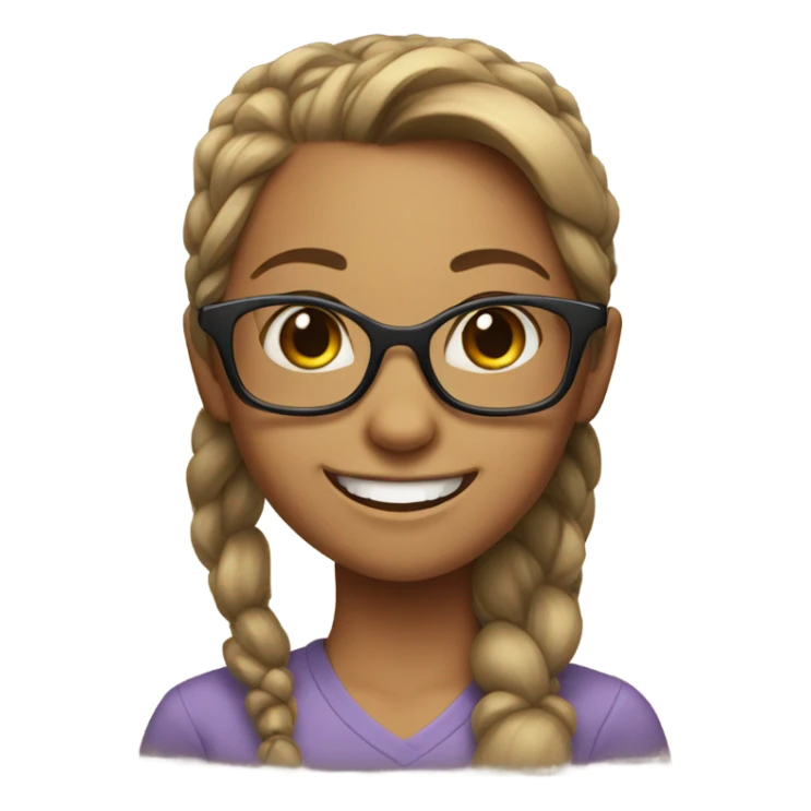 girl with glasses and smile with ponytail ￼ sticker