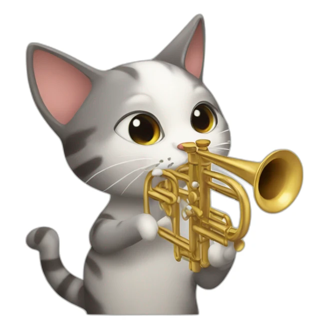 A cat that plays the trumpet sticker