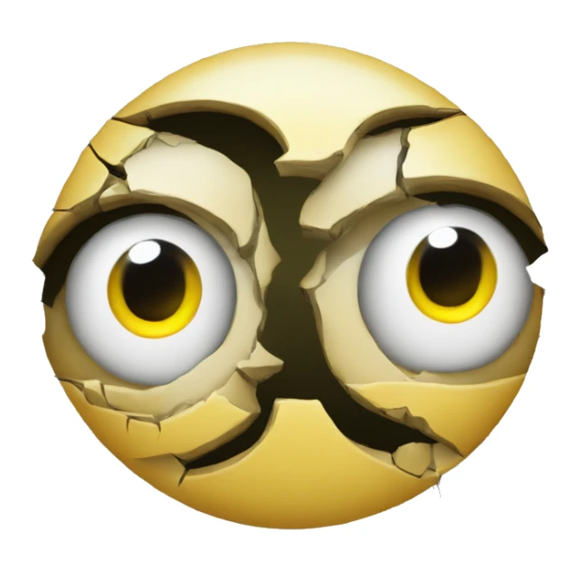 money eyes emoji cracked in two with something behind the cracks sticker