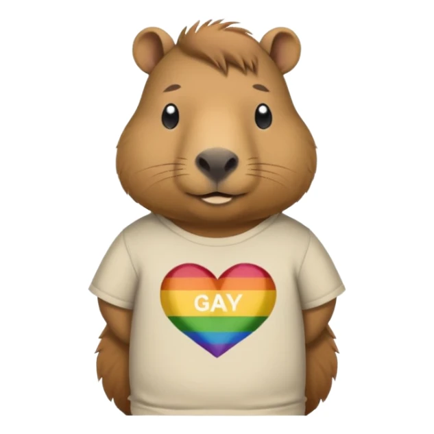 Capybara wearing a shirt that says GAY sticker