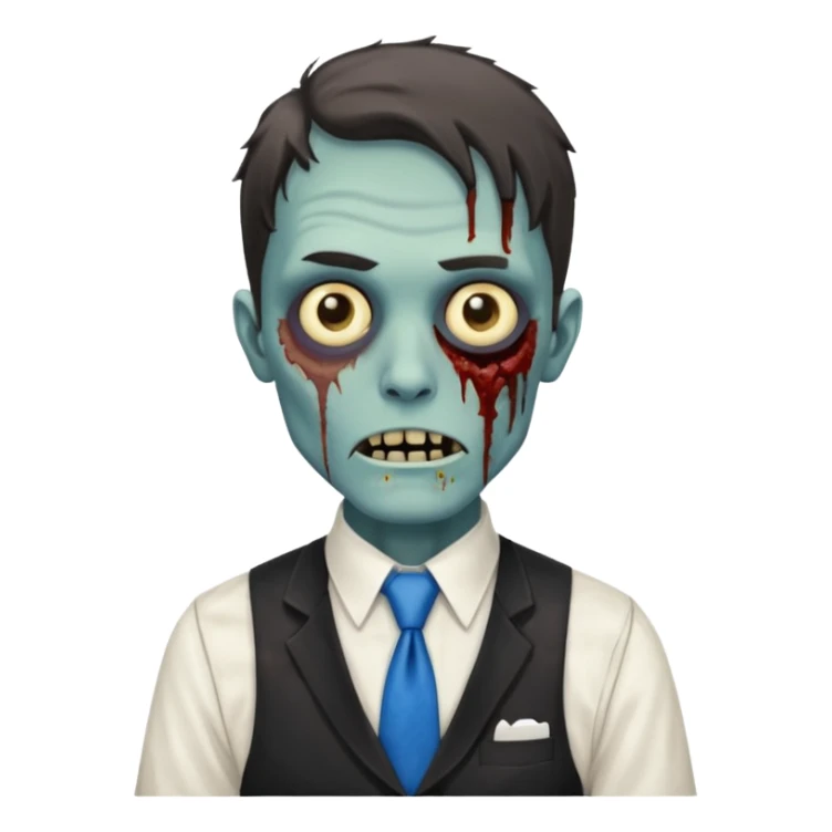 zombie zombie waiter with blue tie sticker