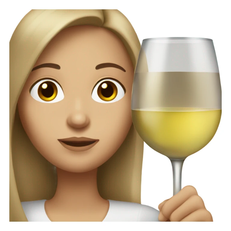 White woman with long brown hair and brown eyes drinking white wine  sticker