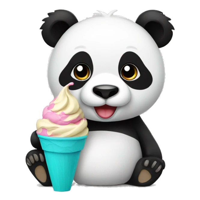 Panda eating ice cream sticker