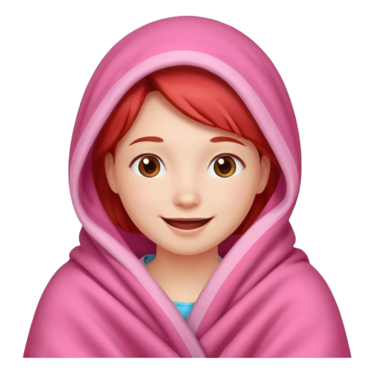 happy smile emoji red cheeks in pink blanket  sticker