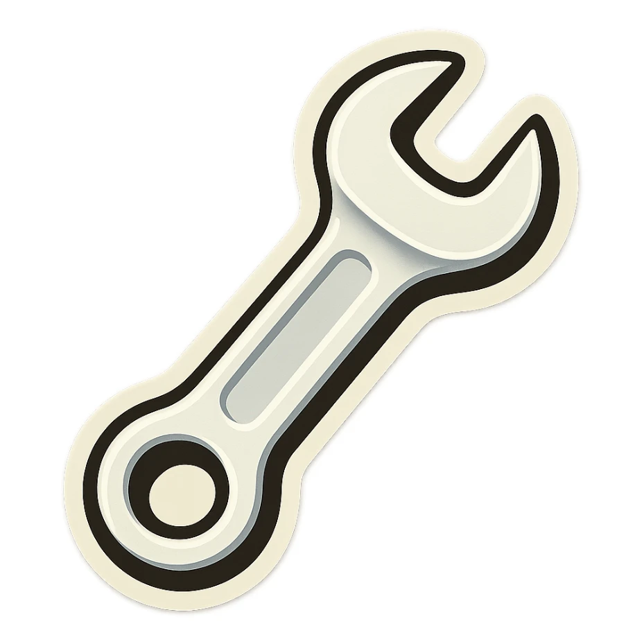 make me a white colour or brown wrench with white outline sticker