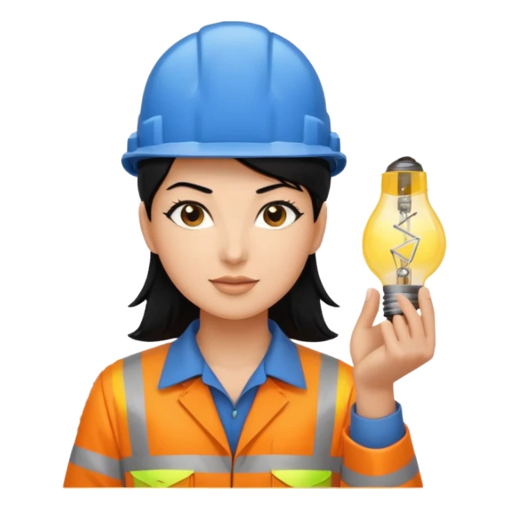 Electricity power employer at work with black hair sticker