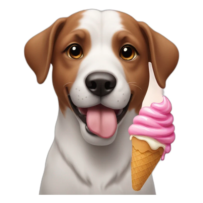 A dog eating an ice cream sticker