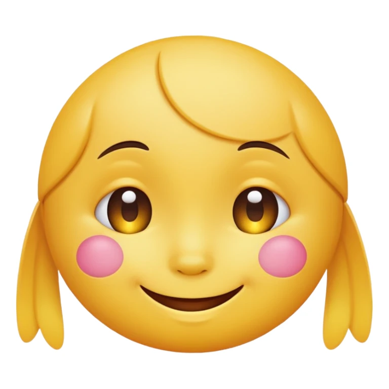 Emoji, yellow round smiling face, virbant bright shy expression sticker