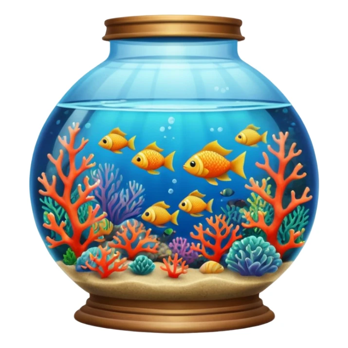 aquarium vintage with fish and coral inside sticker