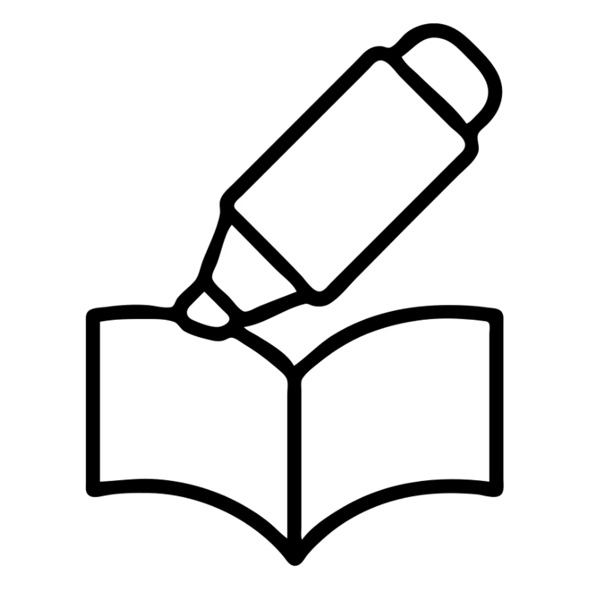 outlined reading pen icon sticker