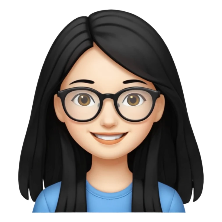 chica cabello largo negro, con lentes que estemuy feliz sticker