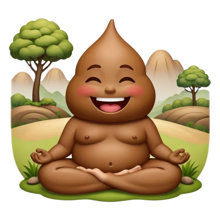 meditating laughing poop emoji landscape  sticker