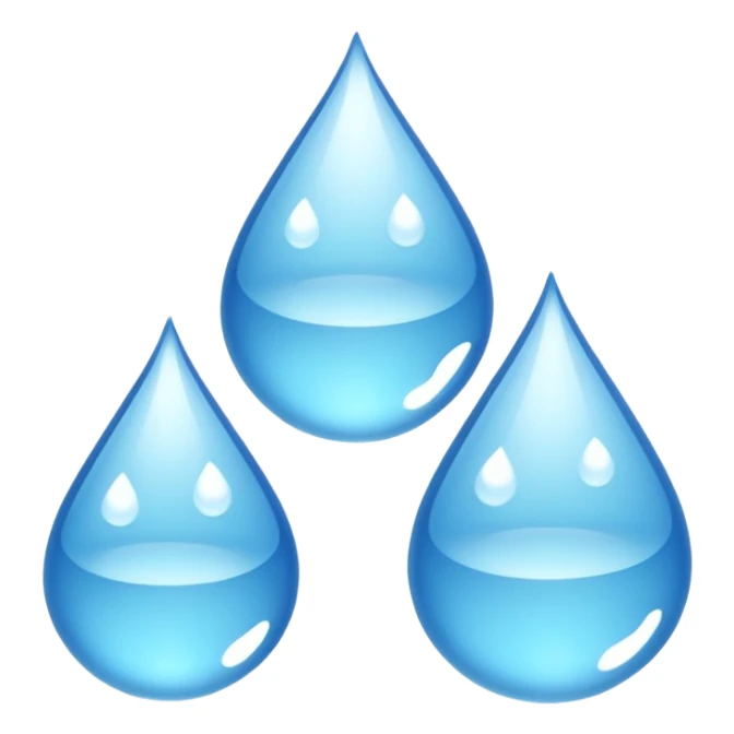 three equally sized droplets stacked on top of each other with two other droplets going outward from the middle droplet sticker