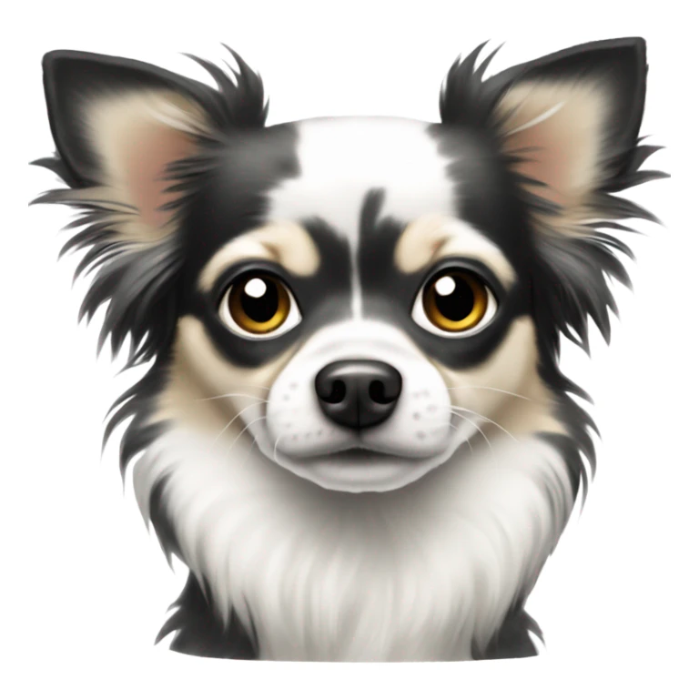 Black and white Merle long hair chihuahua  sticker
