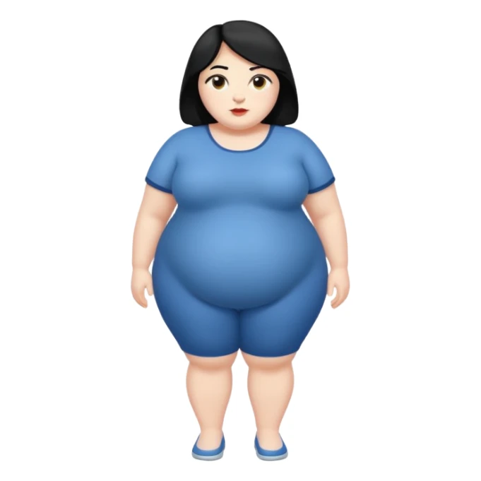 Fat white woman. Full body. Black hair sticker