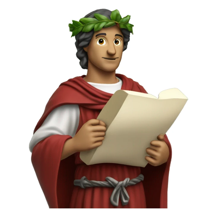 Dante Alighieri with a green laurel wreath on his head and holding a scroll in his hand sticker