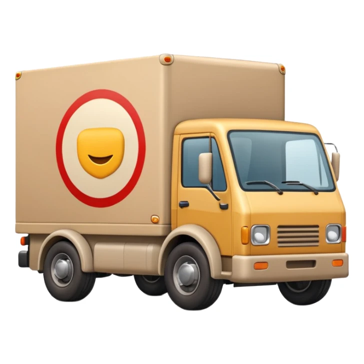 emoji of beige delivery truck, in perspective view sticker