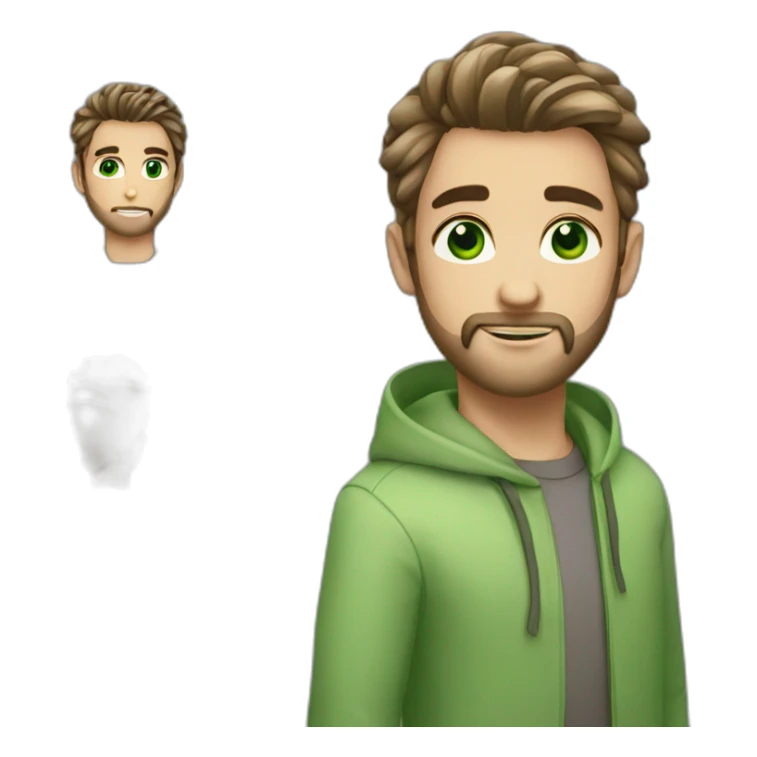 Boy silky hairstyle green eyes beard sticker