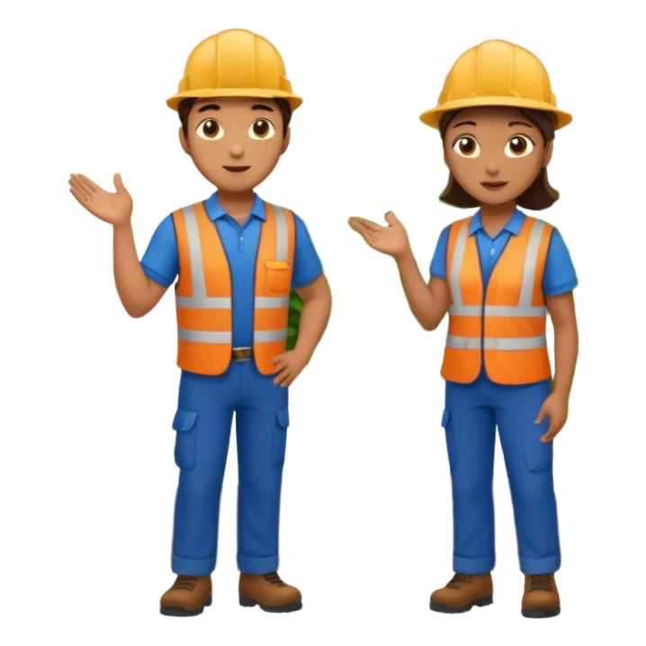 Landscaping company worker talking to another person, full body sticker