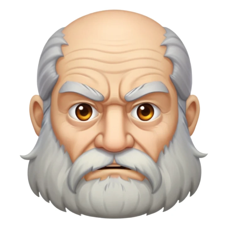 old angry man in profile view with a long beard sticker