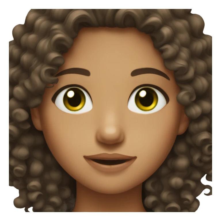 Brunette girl with curly hair and green eyes sticker