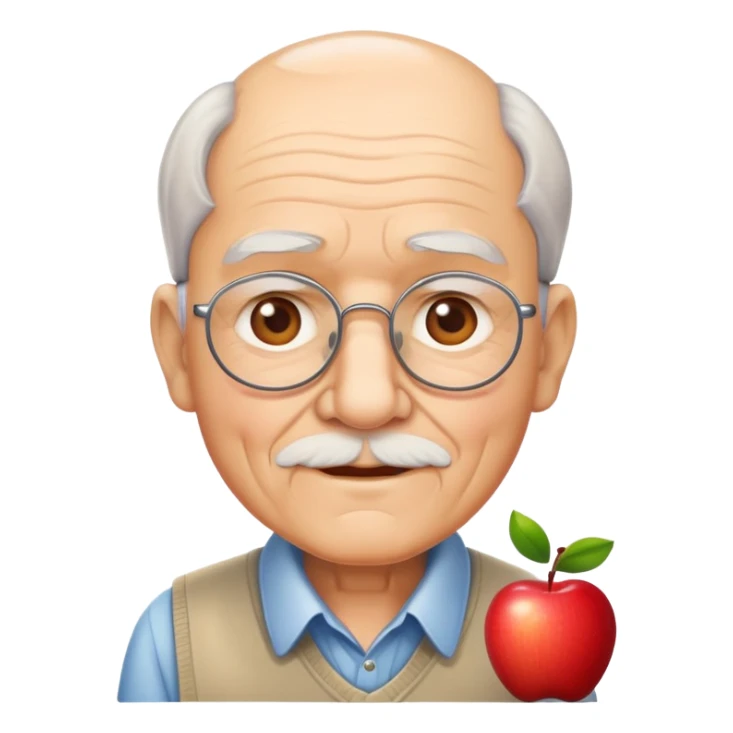 old grandpa with classic apple emoji style sticker