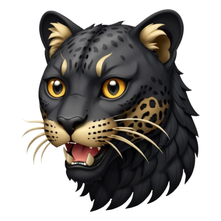 Hyper-realistic cute cool handsome badass edgy winged black leopard roaring sticker