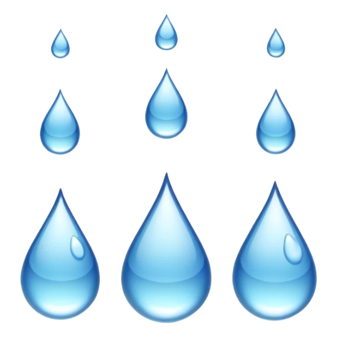 3 water droplets stack on top of each other vertically with two water droplets on the sides; 5 droplets total sticker