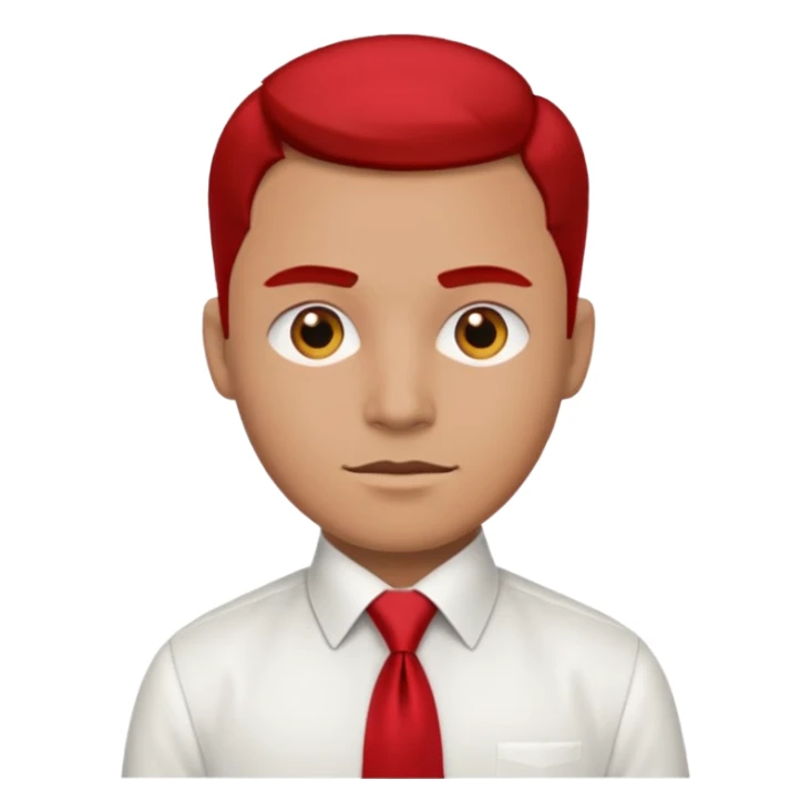 man in white shirt, having red tie sticker
