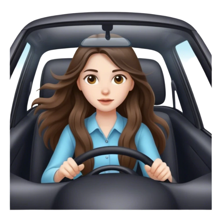 beautiful pale brunette girl with long hair driving car fast sticker