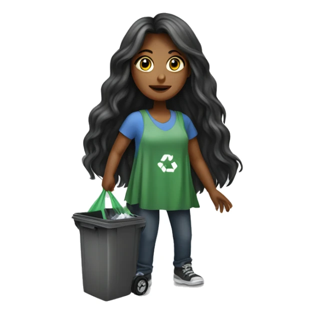 Beautiful long haired woman taking out the trash sticker