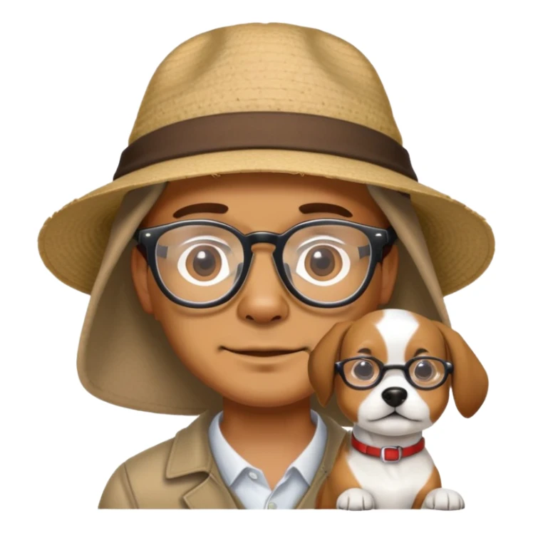 Ein man mit Brille und Hut wo ein Hund drauf ist sticker