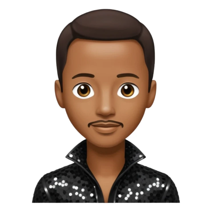 Tevin Campbell with dark brown hair, black sequin outfit sticker