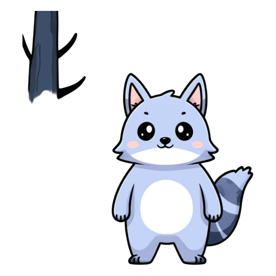 watercolor furry creature in a misty forest sticker