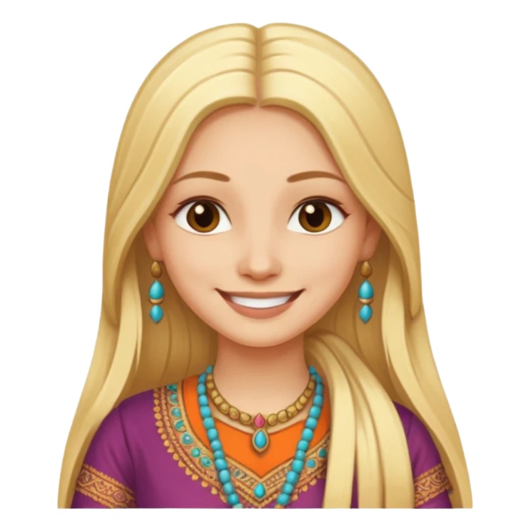 emoticon de una mujer rubia de pelo largo con vestimenta de india sticker