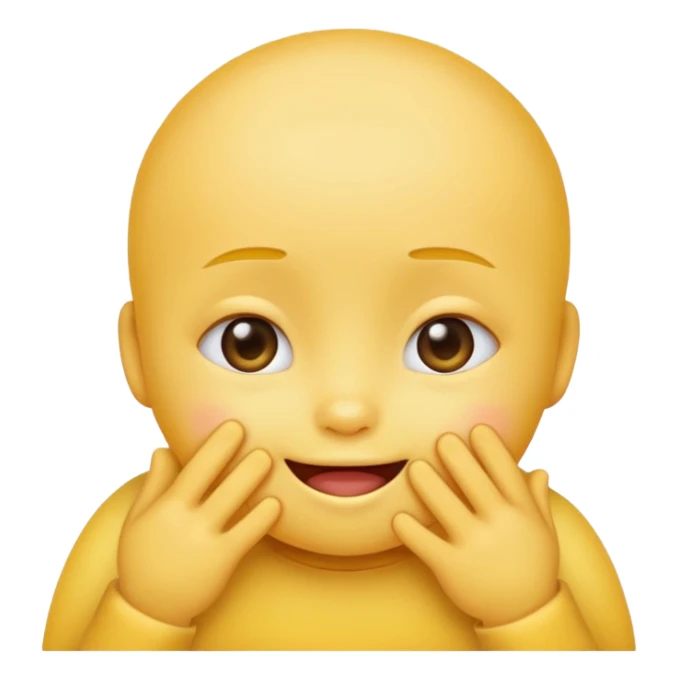 classic round yellow emoji head blushing with both hands covering face except for small baby smile mouth peeking out sticker