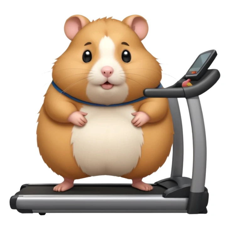 fat hamster big belly trying to run on treadmill  sticker