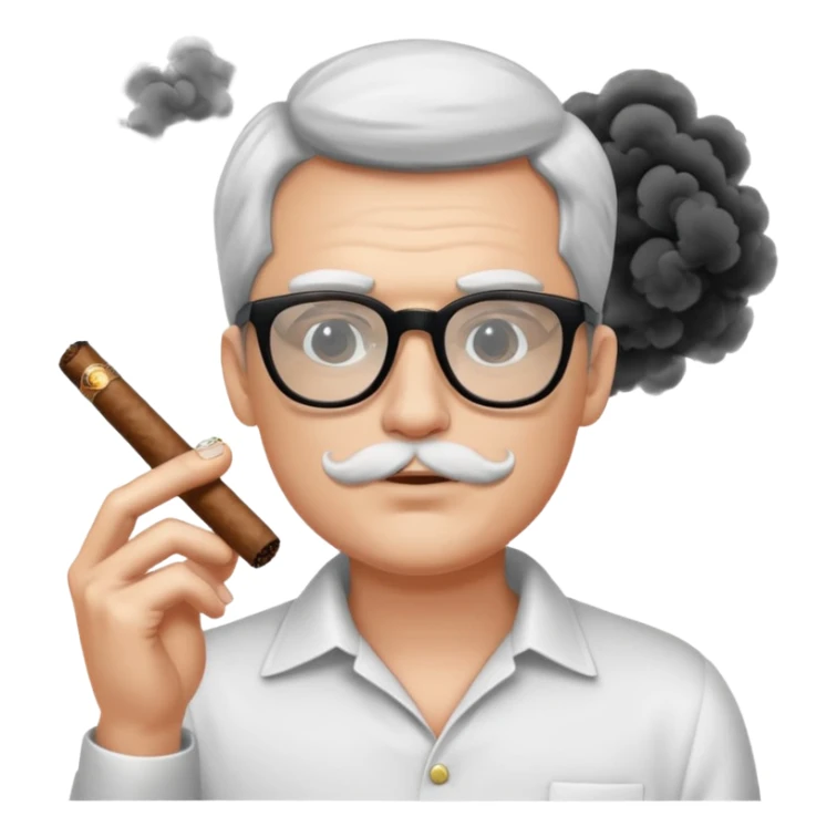 bold white guy in black glasses and cigar sticker
