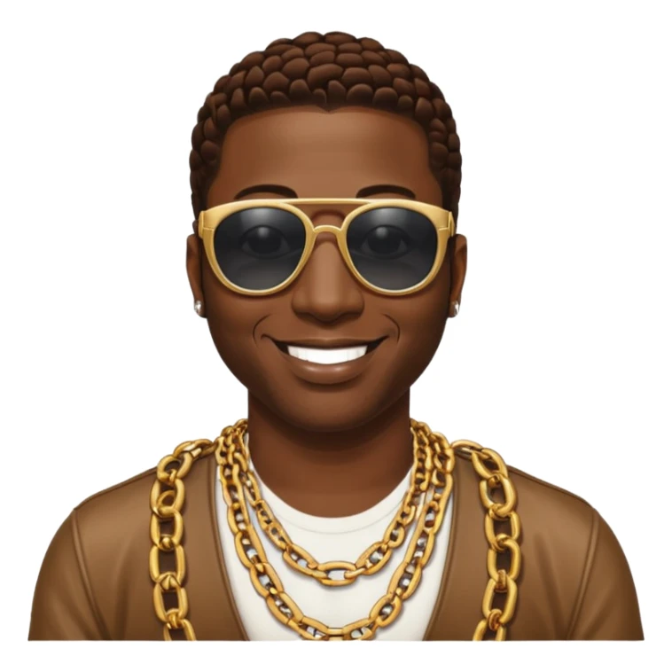 Gucci Mane with chains on and sunglasses sticker