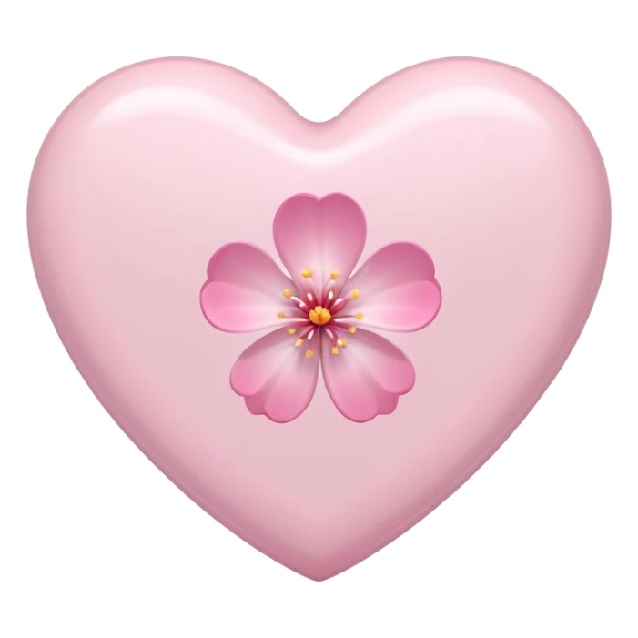 white heart emoji with a single sakura blossom sticker